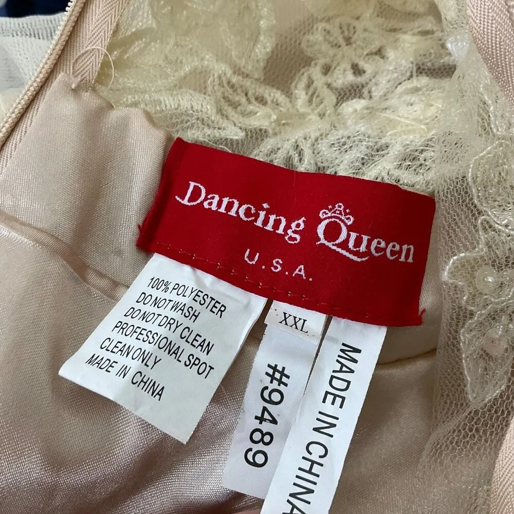 DANCING QUEEN Sequined Rhinestones short cocktail party Prom Dress XXL Ivory - Picture 5 of 10